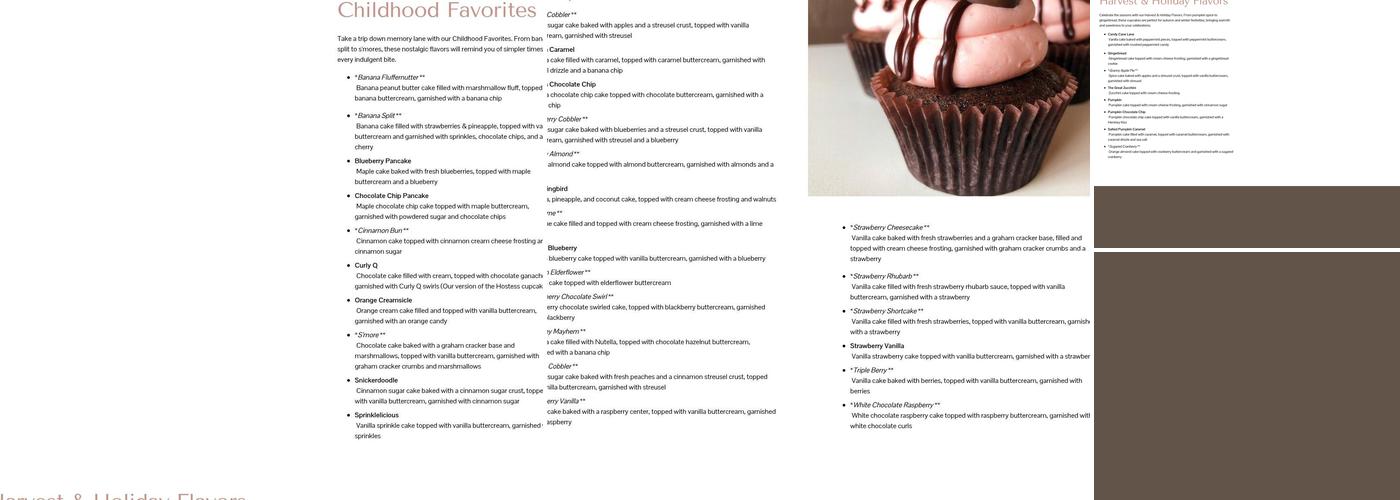 Dolce Cupcakery | Rochester Menu
