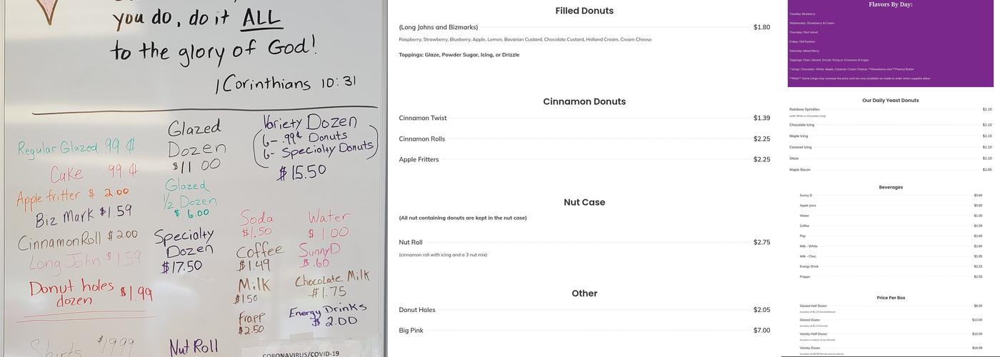 Heavenly Donuts Menu