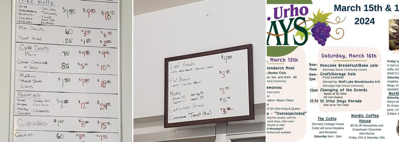 Chocker's Bakery Menu