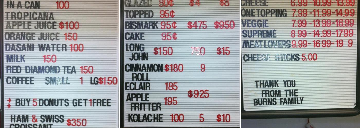 Donut Depot Menu