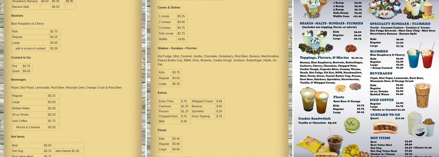 Settlers Mill Adventure Golf & Frozen Custard Menu