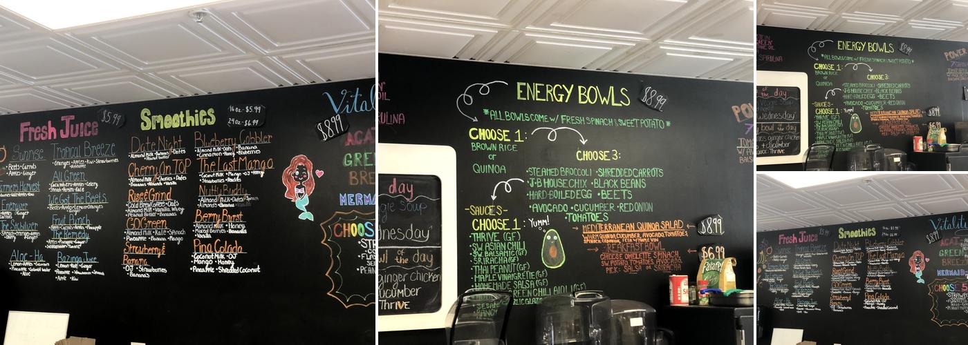 Thrive Juice Bar Menu