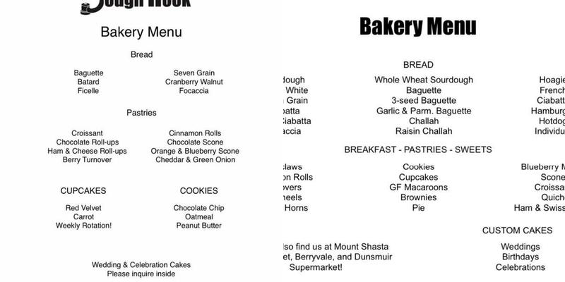 The Dough Hook Menu