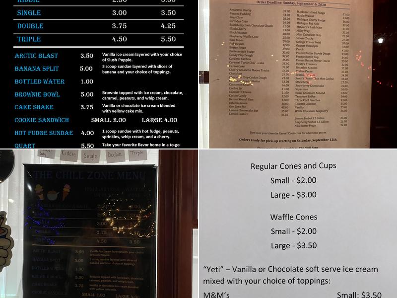 Chill Zone Menu
