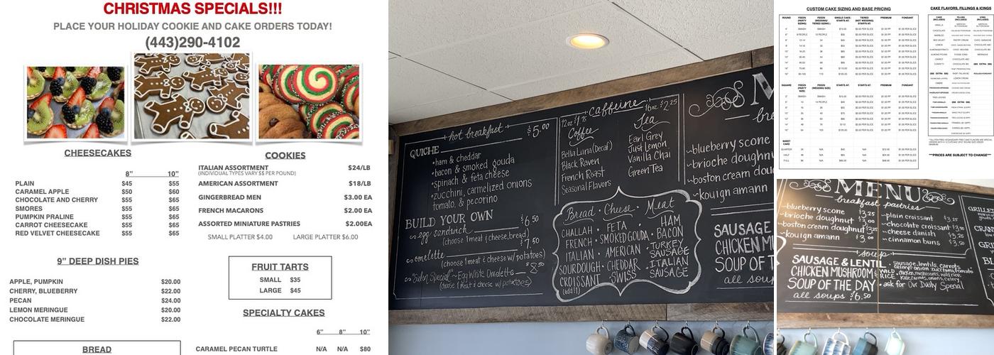 Meringue Cake Studio Menu
