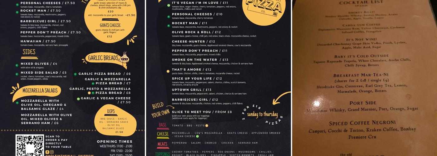 The Old Workshop Menu