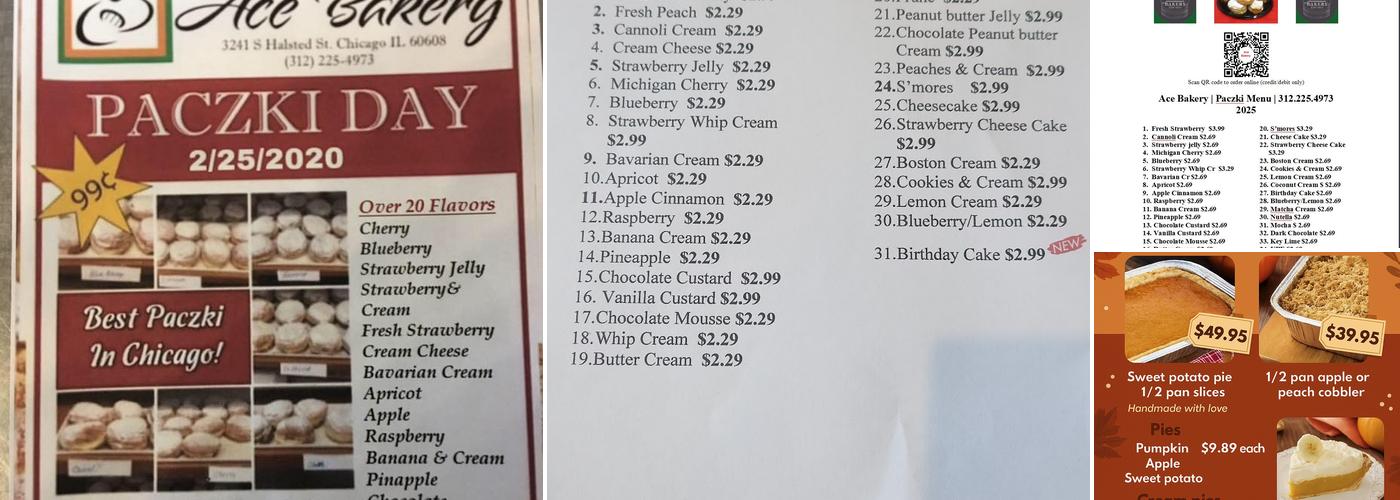 Ace Bakery Menu