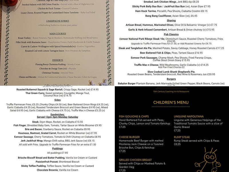 The Swan Inn Menu