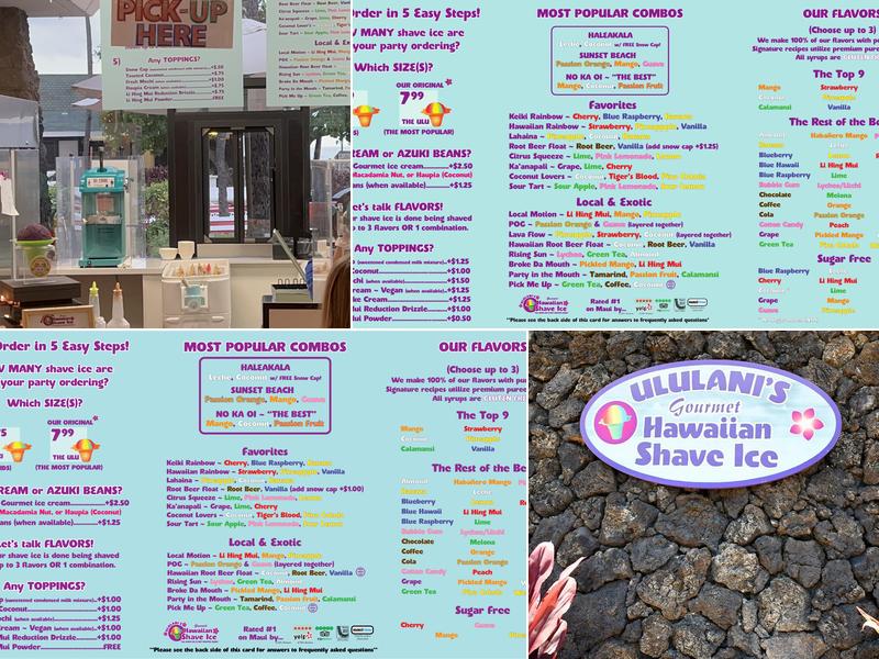Ululani‘s Hawaiian Shave Ice Menu