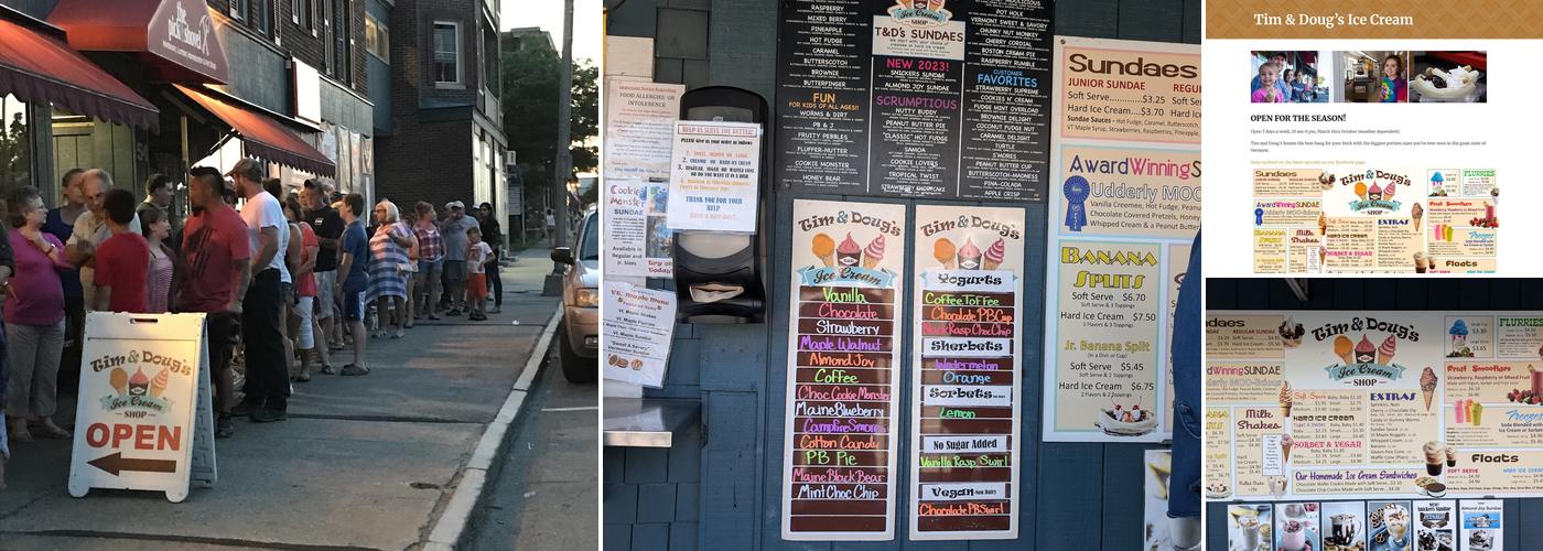 Tim & Doug's Ice Cream Shop Menu