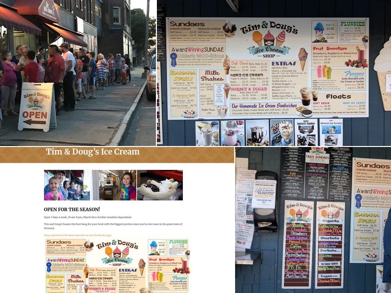 Tim & Doug's Ice Cream Shop Menu