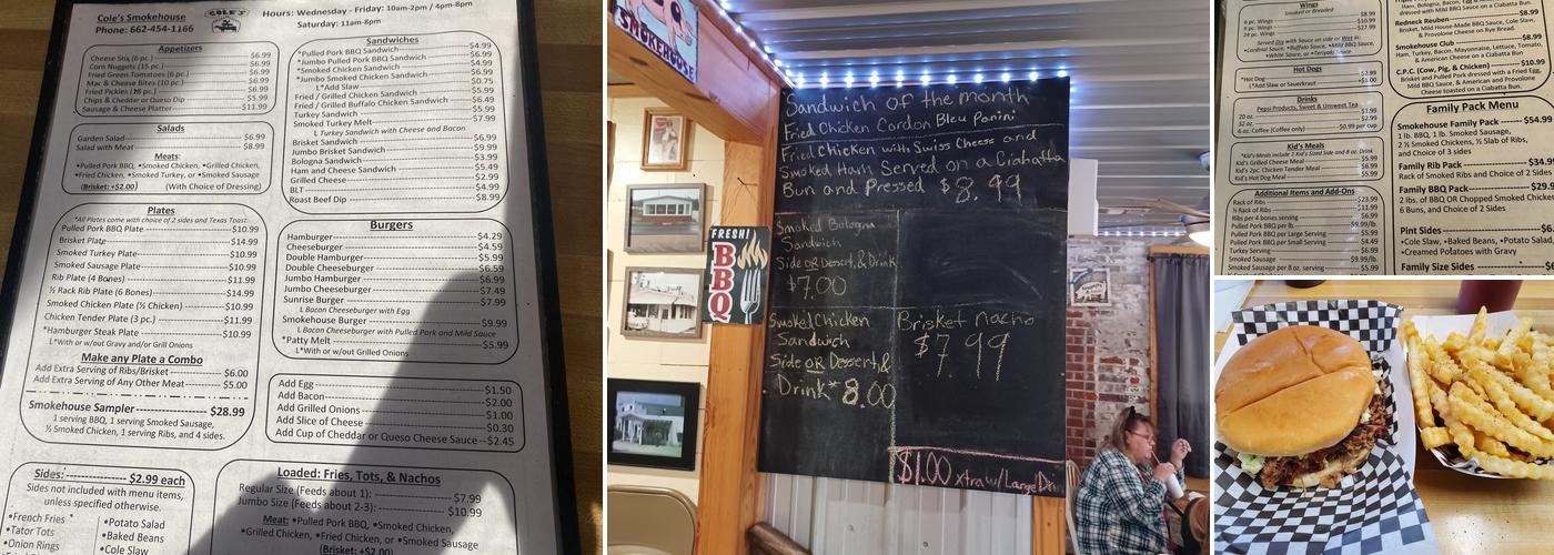 Cole's Smokehouse Menu