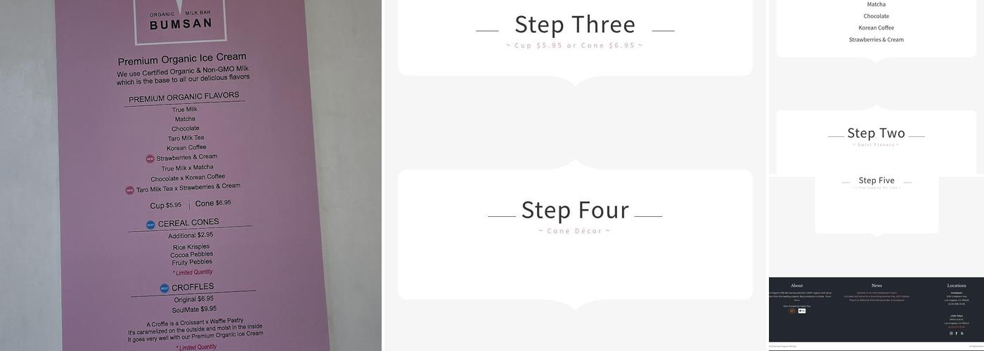 Bumsan Organic Milk Bar Menu