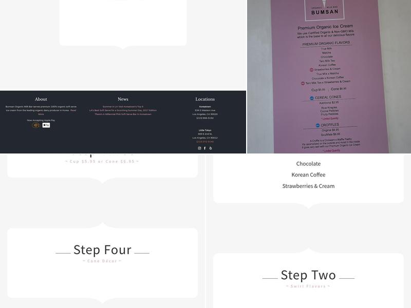 Bumsan Organic Milk Bar Menu