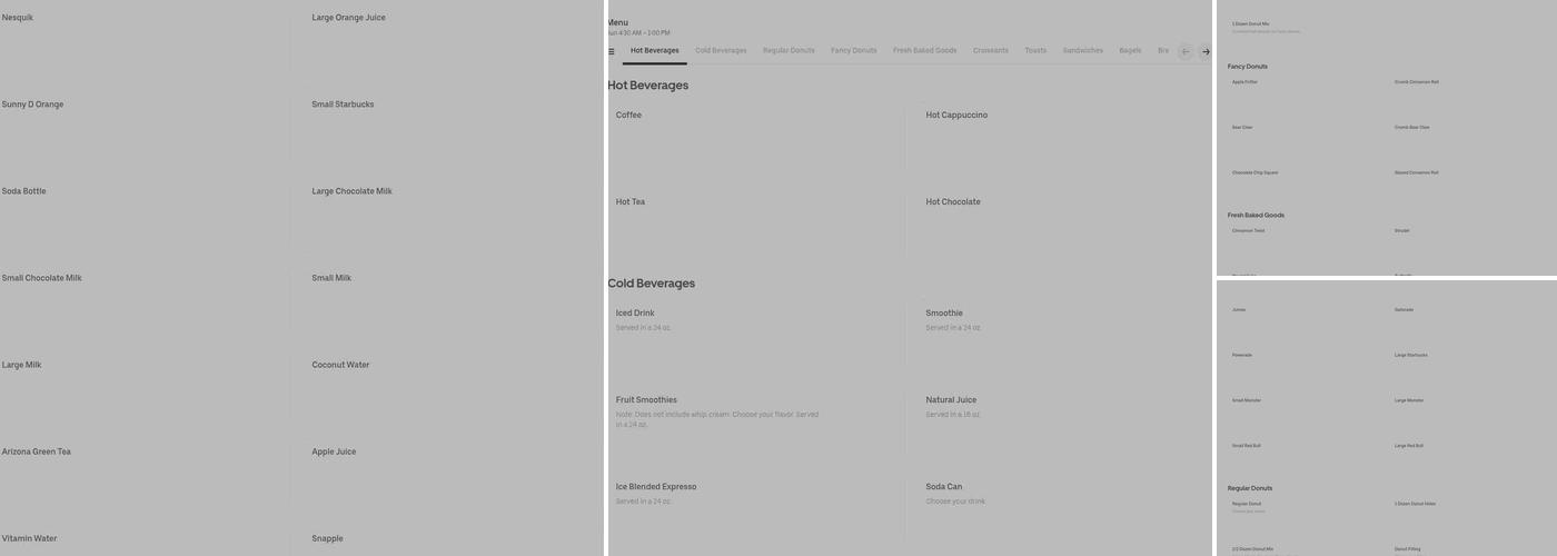 Fresh Donuts Menu