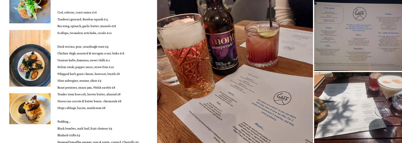 The Gaff abergavenny Menu