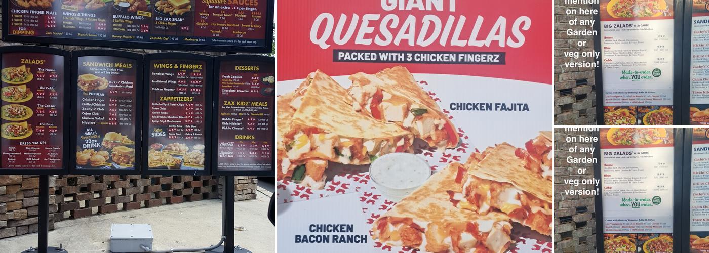 Zaxbys Chicken Fingers & Buffalo Wings Menu