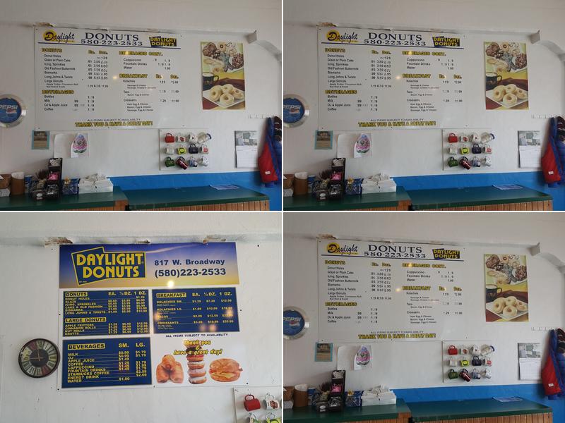 Daylight Donuts Menu