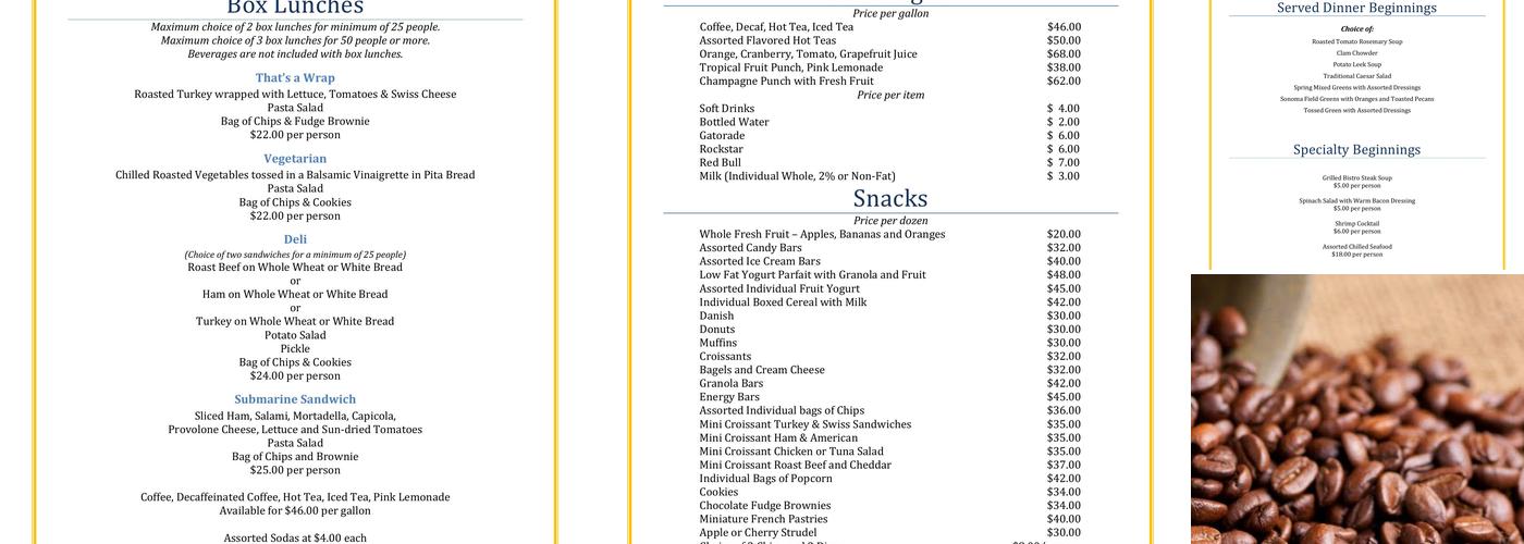 Java Vegas Coffee & Creamery Menu