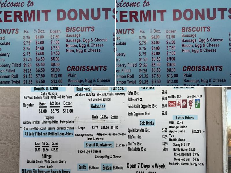 Kermit Donuts Menu