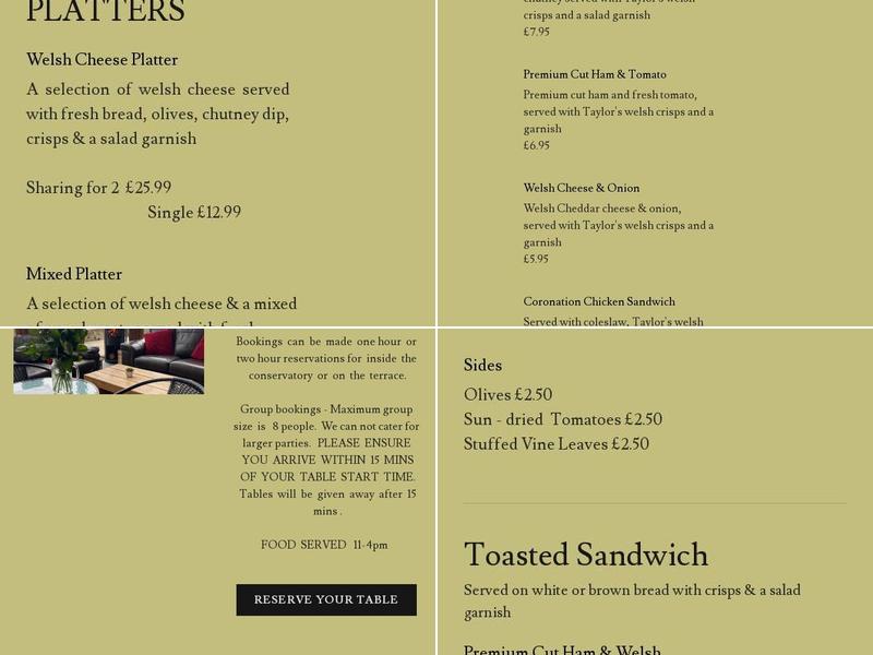 Sugar Loaf Vineyards Menu