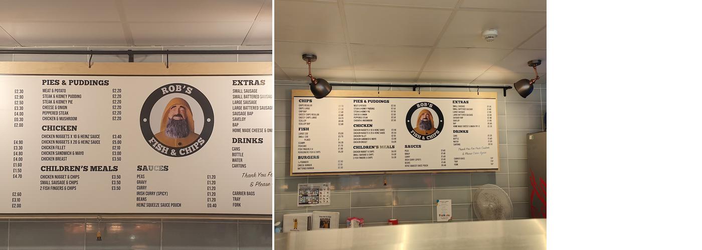 Rob's Fish & Chip Shop Menu