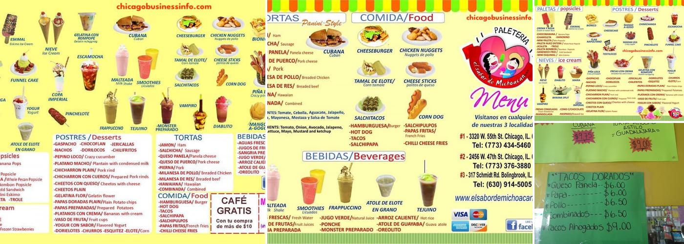 Paleteria El Sabor De Michoacan Menu