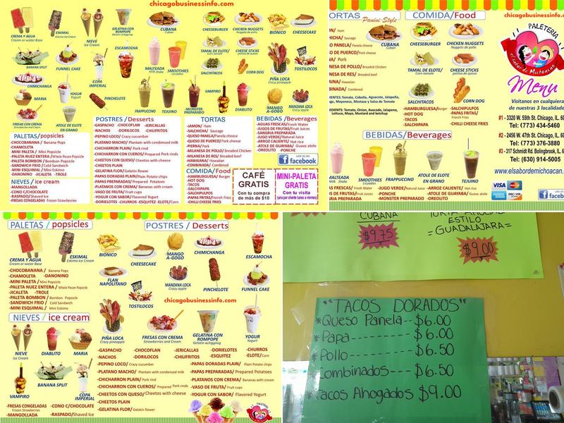 Paleteria El Sabor De Michoacan Menu