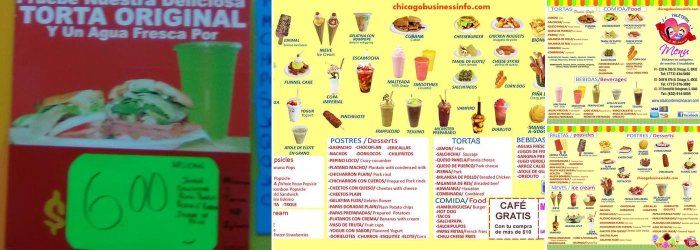 Paleteria El Sabor de Michoacan Menu