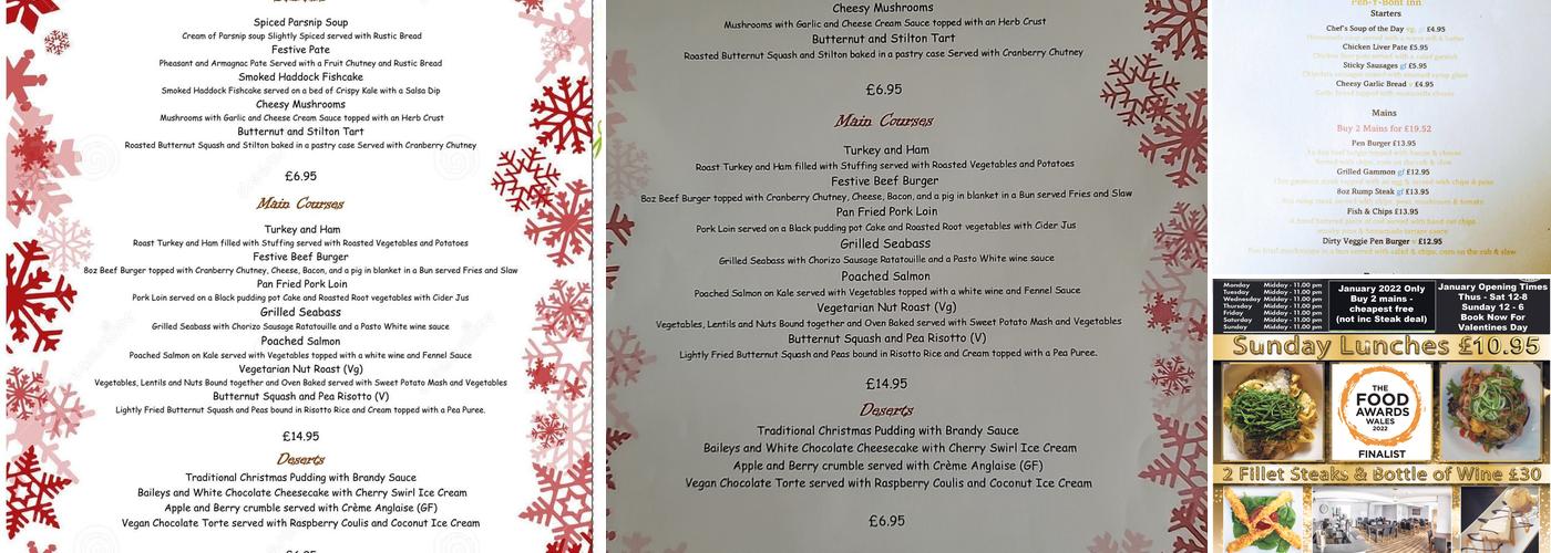 Pen-y-Bont Inn Menu