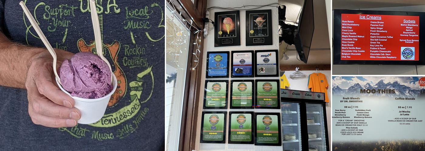 Moo's Gourmet Ice Cream Menu