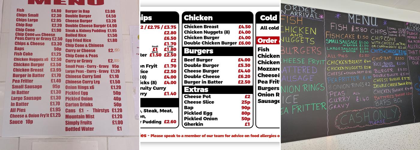 Knightly's Chippy Menu