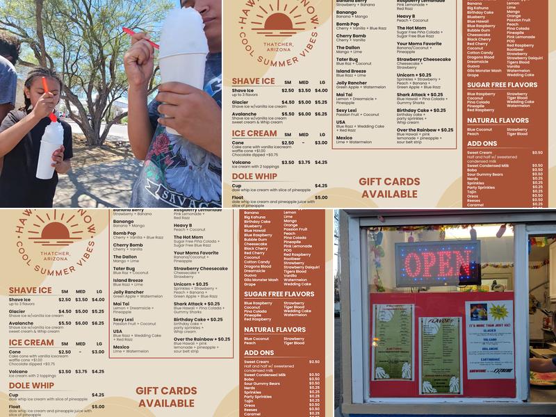 Hawaiian Snow Menu
