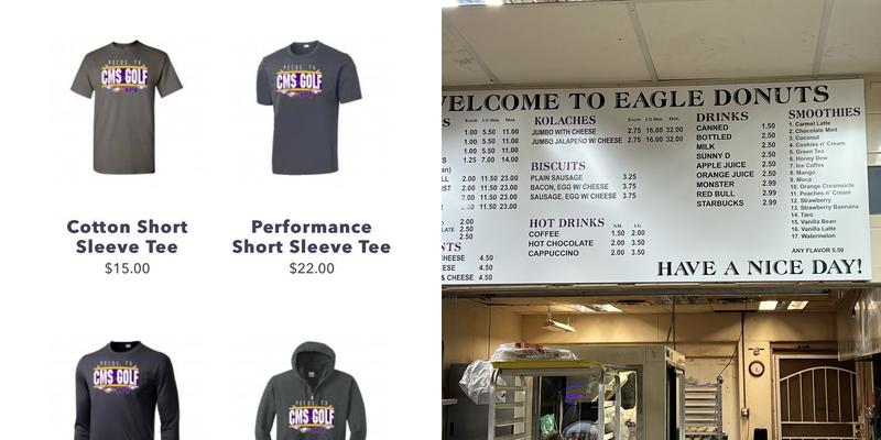Eagle Doughnuts Menu