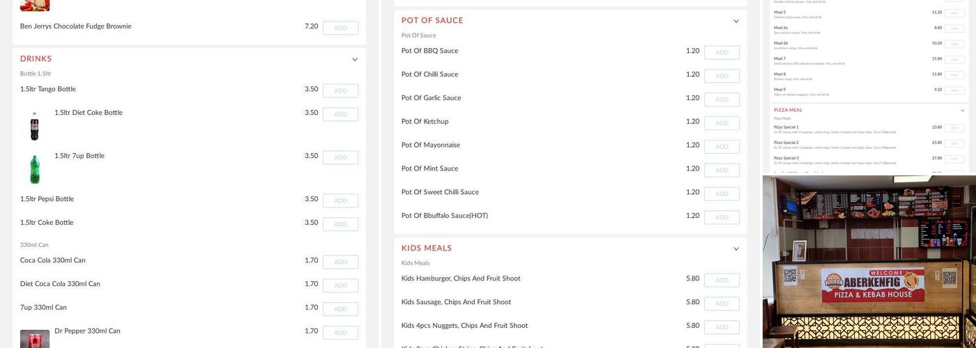 Aberkenfig Kebab And Pizza House Menu
