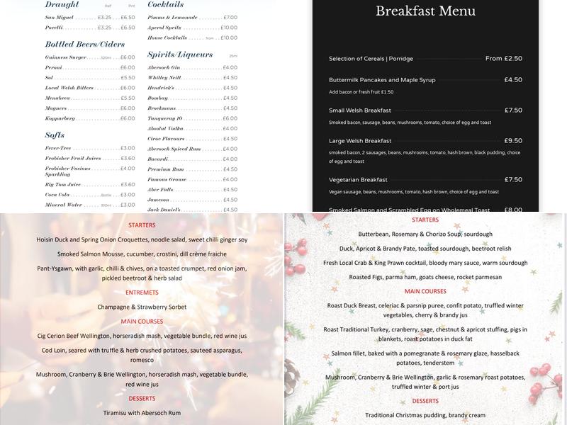 The Cove Abersoch Menu