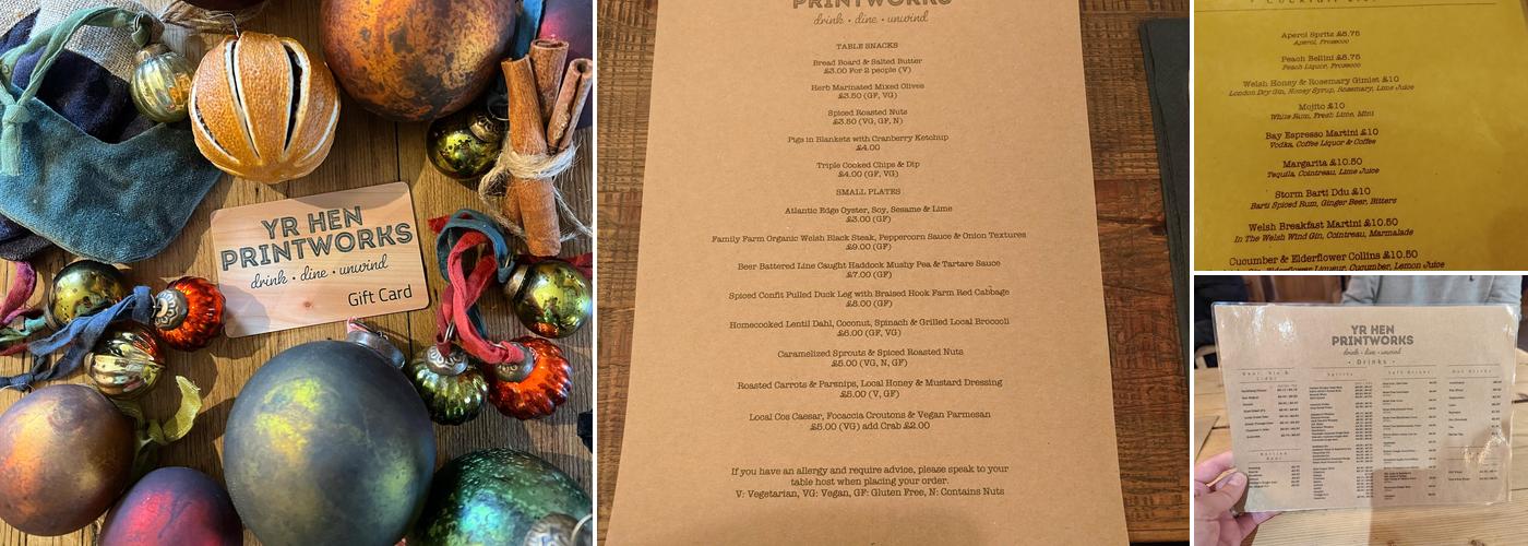 Yr Hen Printworks Menu