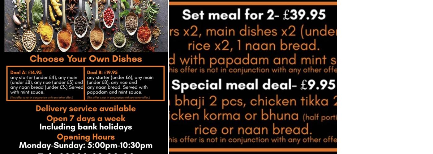 Dinas Spice Indian takeaway Menu