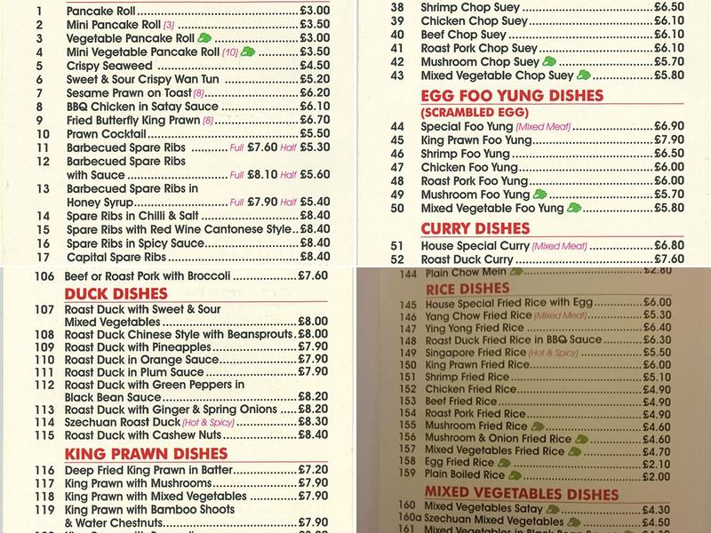 Seafront Palace Menu