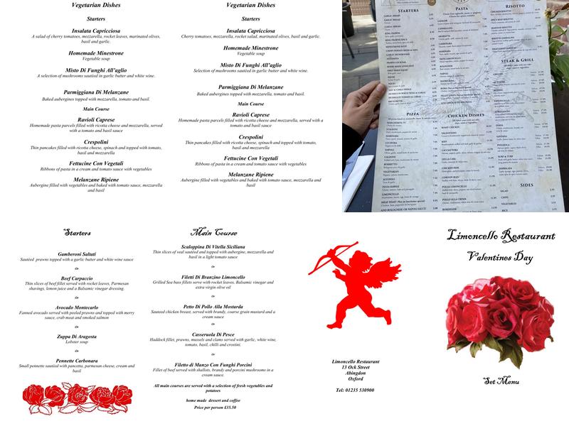 Limoncello Menu