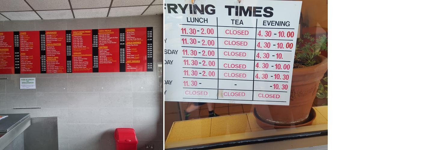 Smarts Fish Bar Menu