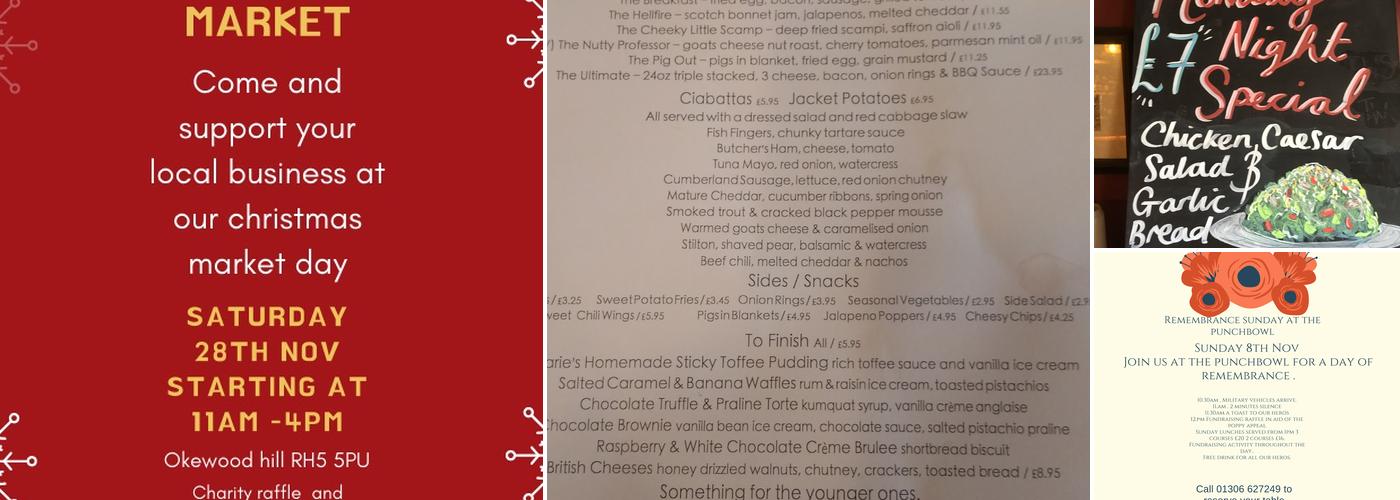 The Punchbowl Inn Okewood hill Menu