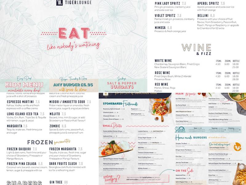 Tiger Lounge Accrington Menu