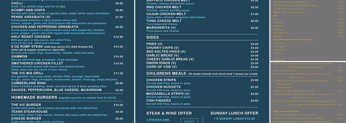 The Victoria Menu