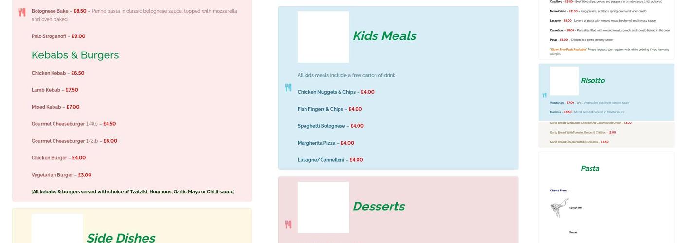 Monte Cristo Express Menu