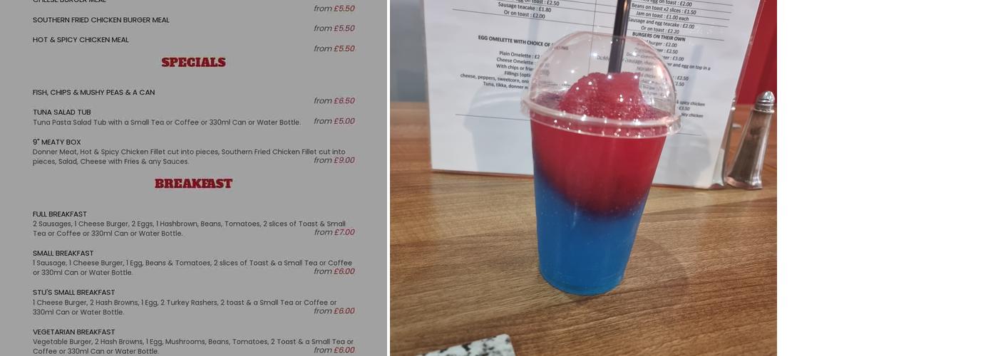 Jasmine's Kitchen Double Decker Diner Menu