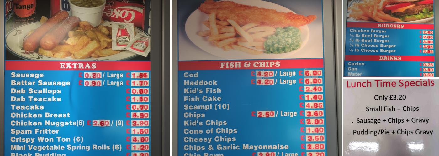 The Chippy Menu