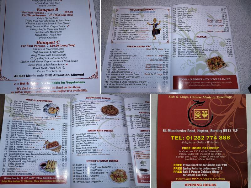 Wing Wah Hapton Burnley Menu