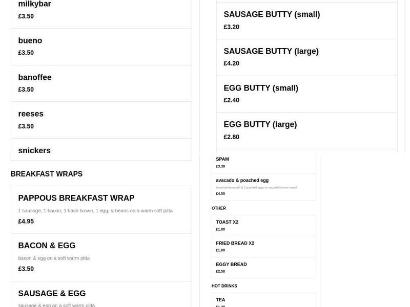 Pappous Greek Grill Menu