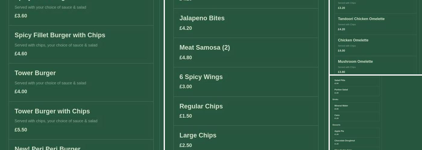 Toppings Takeaway Menu